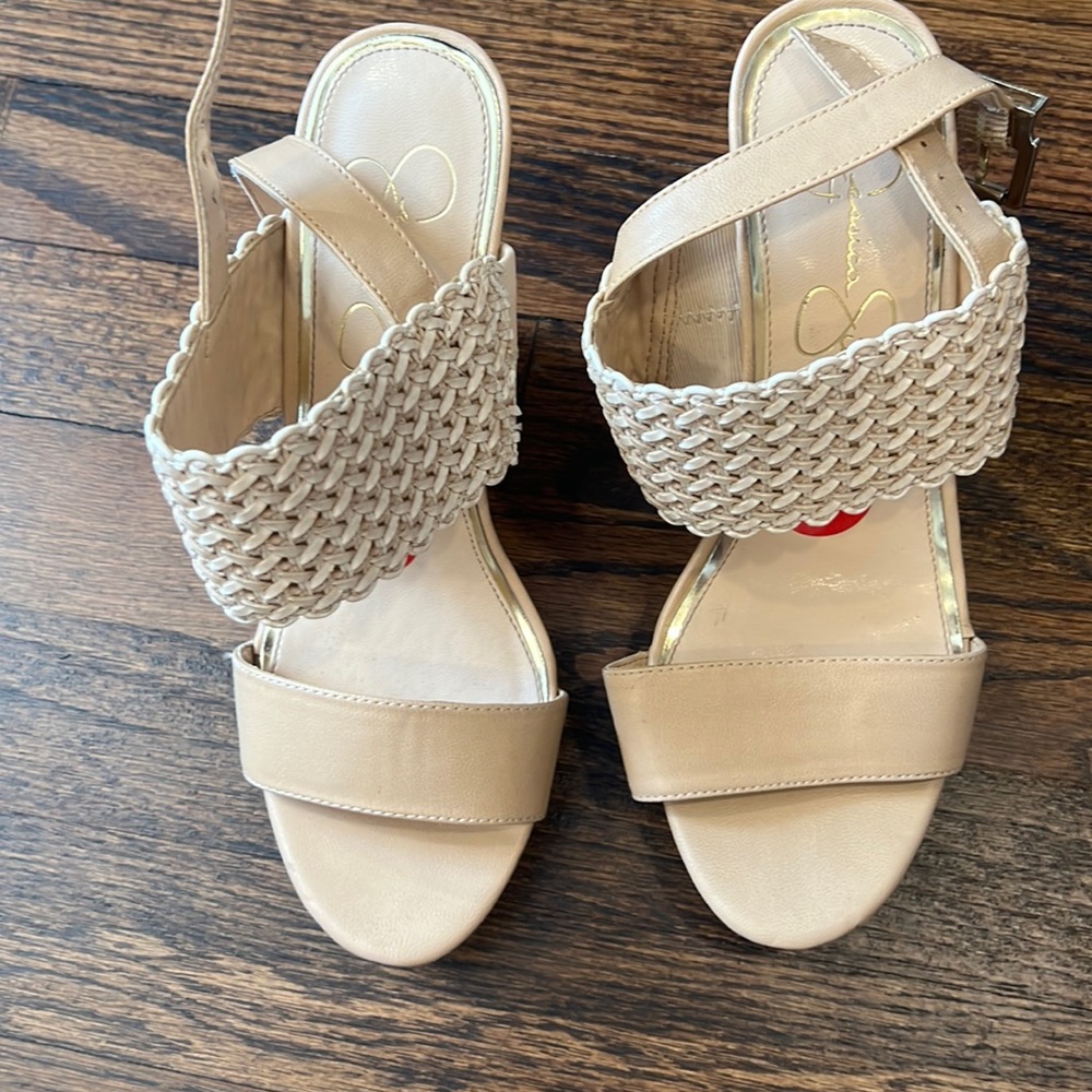 Nude - ivory - Jessica Simpson wedge heel - worn once for graduation